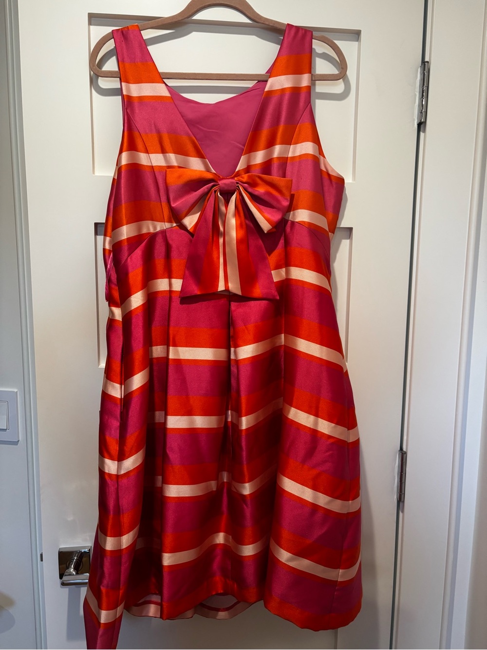 1901 Pink and Orange Striped Fit-and-Flare Midi Dress - Picture 3 of 5